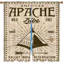 Apache Indian Tribe Reservation Vintage Poster Window Curtains 205776657