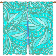 Aqua Turquoise Abstract Print Window Curtains 53356516