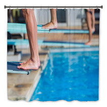 Aquatic Pool Divers Board Feet Closeup Abstract Bath Decor 143818334
