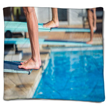 Aquatic Pool Divers Board Feet Closeup Abstract Blankets 143818334