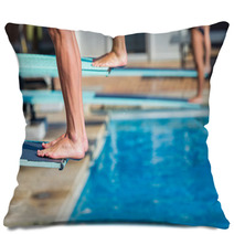 Aquatic Pool Divers Board Feet Closeup Abstract Pillows 143818334