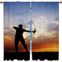 Archery At Sunset Window Curtains 60530163