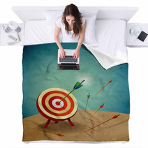 Archery Target With Arrows Illustration Blankets 42368045