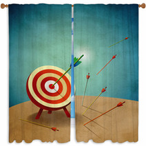 Archery Target With Arrows Illustration Window Curtains 42368045