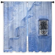 Architectural Detail In Chefchaouen, Morocco, Africa Window Curtains 63985887