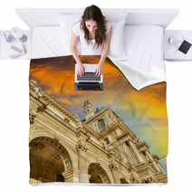 Architectural Detail Of Buildings Along Louvre Blankets 62045945