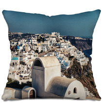 Architecture And Colors Of Imerovigli, Village In Santorini Pillows 66592728
