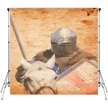 Armored Knight On Warhorse - Retro Postcard Backdrops 65967622