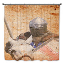 Armored Knight On Warhorse - Retro Postcard Bath Decor 65967622
