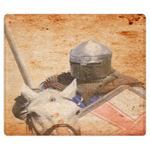 Armored Knight On Warhorse - Retro Postcard Rugs 65967622