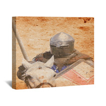 Armored Knight On Warhorse - Retro Postcard Wall Art 65967622