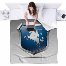 Arms With The Knight On Horse Vector Blankets 93498691