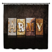 Army Letterpress Concept On Dark Background Bath Decor 88416104