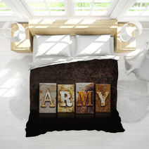 Army Letterpress Concept On Dark Background Bedding 88416104
