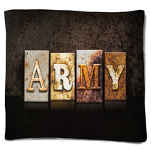 Army Letterpress Concept On Dark Background Blankets 88416104