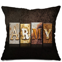 Army Letterpress Concept On Dark Background Pillows 88416104