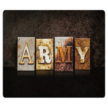 Army Letterpress Concept On Dark Background Rugs 88416104