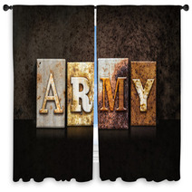 Army Letterpress Concept On Dark Background Window Curtains 88416104
