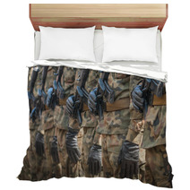 Army Parade Armed Soldiers In Camouflage Military Uniform Bedding 83645913