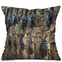 Army Parade Armed Soldiers In Camouflage Military Uniform Pillows 83645913