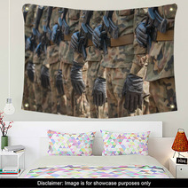 Army Parade Armed Soldiers In Camouflage Military Uniform Wall Art 83645913