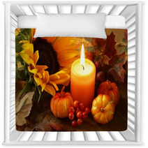 Arrangement Of Sunflower, Candle And Autumn Decorations Nursery Decor 54141477