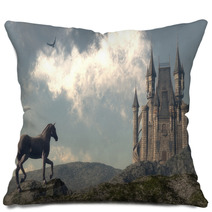 Arriving At The Castle - 3D Render Pillows 91129240