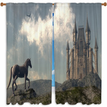 Arriving At The Castle - 3D Render Window Curtains 91129240