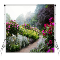 Art Flowers In The Morning In An English Park Backdrops 64687273