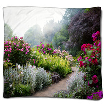 Art Flowers In The Morning In An English Park Blankets 64687273