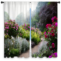 Art Flowers In The Morning In An English Park Window Curtains 64687273