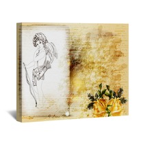 Art Grunge Valentine Greeting Card With Hand Drawn Angel Symbol Wall Art 48149559