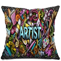 Artist Supply Color Illustration Visual Arts Doodles Painting And Drawing Art Background Pillows 226542234