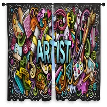 Artist Supply Color Illustration Visual Arts Doodles Painting And Drawing Art Background Window Curtains 226542234