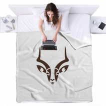 Artistic Vector Silhouette Antelope. Stylized Idea Wild Animal Logo Design Template. Blankets 87410953