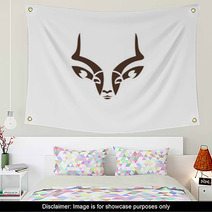 Artistic Vector Silhouette Antelope. Stylized Idea Wild Animal Logo Design Template. Wall Art 87410953