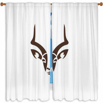 Artistic Vector Silhouette Antelope. Stylized Idea Wild Animal Logo Design Template. Window Curtains 87410953