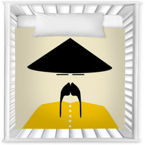 Asian Man Wearing Traditional Conical Hat Nursery Decor 56629877
