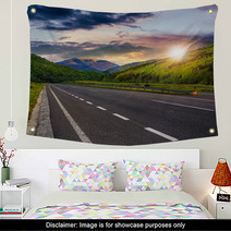 Asphalt Road In Mountains At Sunset Wall Art 67347786