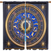 Astrological Zodiac Clock Window Curtains 37290483