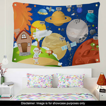 Astronaut And Planet System Wall Art 53054756