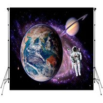 Astronaut Spaceman Earth Saturn Backdrops 71144875