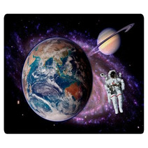 Astronaut Spaceman Earth Saturn Rugs 71144875