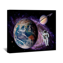 Astronaut Spaceman Earth Saturn Wall Art 71144875