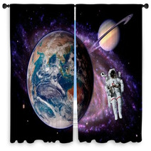 Astronaut Spaceman Earth Saturn Window Curtains 71144875