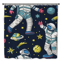 Astronaut Vector Seamless Pattern Bath Decor 259149030