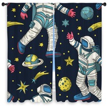 Astronaut Vector Seamless Pattern Window Curtains 259149030