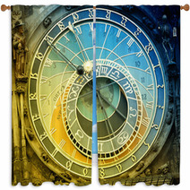 Astronomical Clock In Prague Window Curtains 37860580