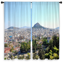 Athens City And Lycabettus Mount, Greece Window Curtains 68104564