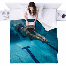 Athlete At The Swimming Pool Underwater Photo Blankets 78049772